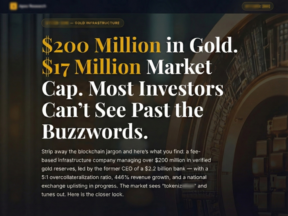 Gold tokenization demo landing page